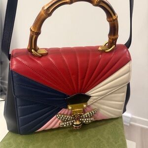 Gucci Red, Navy, Cream, and Pink Shoulder Bag
